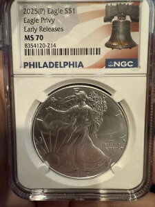 2025�N (P) $1 ASE �t�@�[�X�g�C�[�O�� �v���C�r�[ NGC MS70 �A�[���[�����[�X ���o�e�B�x��