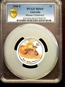 2008�N �I�[�X�g�����A �l�Y�~�N �J���[���C�Y 1�I���X .999 ���� PCGS CERT MS 69