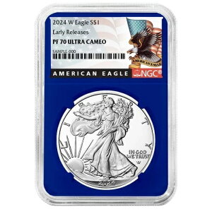 2024-W $1 1�I���X �v���[�t �A�����J�� �V���o�[ �C�[�O�� NGC PF70UC ER �u���b�N���x�� �u���[�R�A
