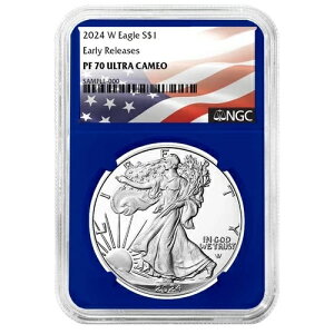 2024-W $1 1�I���X �v���[�t �A�����J�� �V���o�[ �C�[�O�� NGC PF70UC ER �t���b�O���x�� �u���[�R�A
