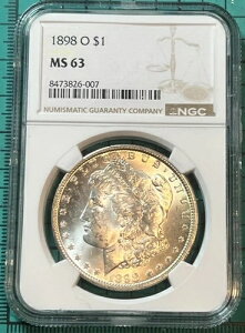 1898 O �����K�� �_���[ MS 63 NGC �V���o�[ $1 �����ʃR�C�� �č��O���[�h .90 90%