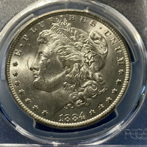 1884-O �����K�� �V���o�[ �h�� PCGS MS64 �u���X�g�z���C�g�R�C�� ���m�ɃO���[�f�B���O����Ă��܂�