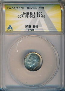 1946�NS/S ���[�Y�x���g �V���o�[�_�C�� �~���g�G���[ **ANACS DDR FS-502 RPM-2 MS 66 FSB**