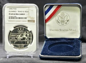 1995�N �I�����s�b�N - ���㋣�Z $1 - NGC PF69 UC - �V���o�[�R�C�� �u���E�����x��