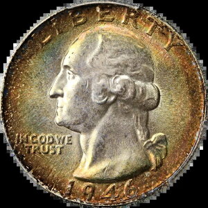 1946�N-P ���V���g�� �N�H�[�^�[ �S�[�W���X�J���[ PCGS MS65+ �f���炵���O��