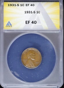 1931 S 1c �����J�[���E�E�B�[�g�E�Z���g ANACS EF 40 (XF, �G�N�X�g���t�@�C��) �T���t�����V�X�R