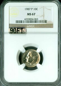 1987�N P ���[�Y�x���g �_�C�� NGC MS67 MAC 90�t�B�[�g PQ 2ND �ō������A ���[�|�b�v $1,000 FT *
