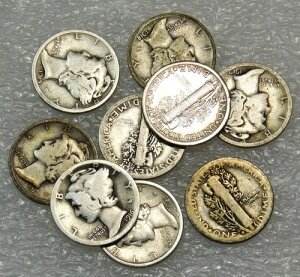 1916 P & S�A1917 P & S�A1918 P D S�A1919 P & S MERCURY Dime �R�C�� 9 ���Z�b�g #N243