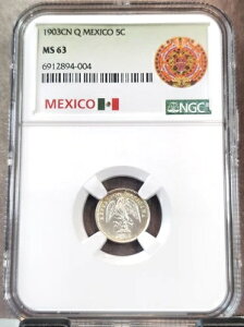1903�N Cn V ���L�V�R �V���o�[ 5 �Z���^�[�{ 5C NGC MS 63 �󏭂Ȕ������R�C��