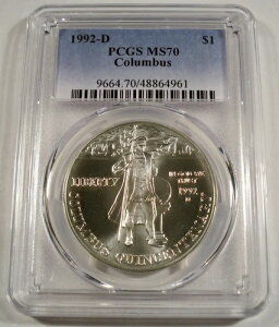 1992-D PCGS MS70 �R�����u�X500���N�L�O �V���o�[�h�� MS 70 BU S$1