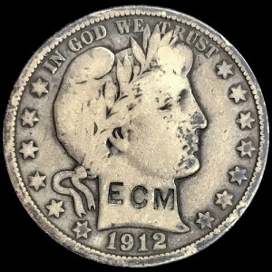 1912�N D �J�E���^�[�X�^���v�uECM�v�V���o�[ USA �o�[�o�[ �n�[�t�h�� 50�Z���g�R�C��