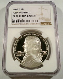 2005-P NGC PF70 UCAM �V���o�[�h�� �W�����E�}�[�V�����L�O PR 70 �E���g�� S$1
