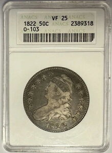 1822�N �L���b�v�h�o�X�g �n�[�t�_���[ O-103 ANACS VF25 (SOAPBOX) ���f���炵���R�C�����茳�Ɂ�
