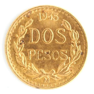 1945�N ���L�V�R Estados Unidos Mo mint 2 Dos Pesos .900 �t�@�C���S�[���h�R�C�� KM# 461-