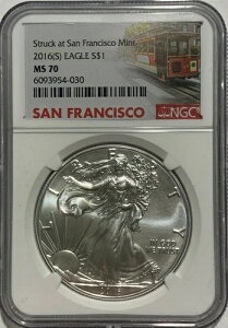 2016�N (S) $1 �V���o�[�C�[�O�� NGC MS70 �T���t�����V�X�R�Œ��� .999 �t�@�C���g�����[���x��