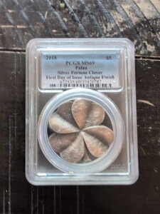 2018 �N Palu Silver Fortune Clover PCGS MS 69 �A���e�B�[�N�d�グ�A�����B