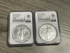 2021 �A�����J���V���o�[�C�[�O��T1 T2�Z�b�g - NGC ER MS70 #silverdegenerates Label-