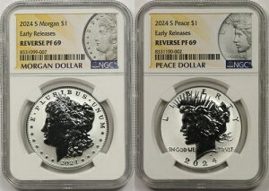 2024-S 1�h�� �����K�� �s�[�X �V���o�[ 1�h�� 2���Z�b�g NGC E/R Rev PF69 UCM �����K�� �s�[�X ���x��