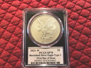 2021�N W �o�[�j�b�V���h �V���o�[ �C�[�O�� PCGS SP70 �������s �G�~���[�E�_���X�g�� �T�C������ T2