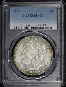1887�N ���[�K���h�� PCGS MS-63 -Sunset Hue �����g�[�j���O!-