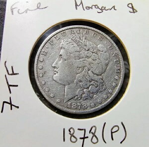 1878�N P Morgan 1�h�� 7TF ���Ɋ� 90% �V���o�[ (1879 Rev SLANTED ARROW)