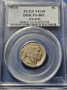 1935�N �o�b�t�@���[�j�b�P�� PCGS VG-10 DDR FS-801 �_�u���_�C���o�[�X -