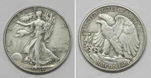 X7165 1946�N ���o�e�B�E�H�[�L���O�n�[�t�h�� 50c�AXF�ADDR �_�u���_�C���o�[�X FS-801-