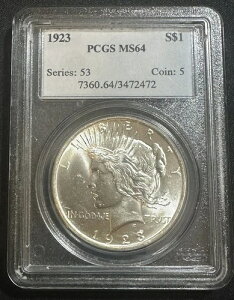 1923 �N 1 �h�� �s�[�X �h�� PCGS MS64 ���ɂ��ꂢ!!!!