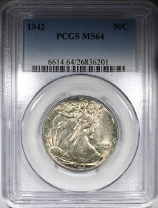 1942�N �E�H�[�L���O�E���o�e�B �n�[�t�_���[ PCGS MS64 ������ �R�����f�C�g 50�Z���g