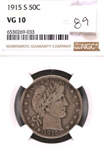 1915-S �o�[�o�[ �V���o�[ �n�[�t�h�� NGC VG-10 #9-033