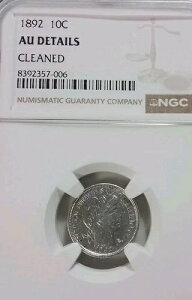 1892-P �o�[�o�[ �V���o�[�_�C�� 10�Z���g - NGC AU �ڍ׃N���[�j���O�ς�
