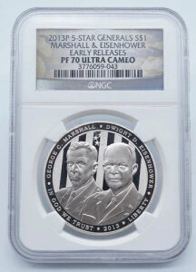 2013 P 5�X�^�[�W�F�l�����Y�V���o�[ $1 NGC PF 70 �E���g���J���I �}�[�V�����A�C�Y - U154