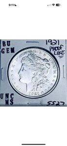 1921�N BU GEM MORGAN �V���o�[�h�� UNC MS+++ �A�����J������ ���A�R�C�� 5527