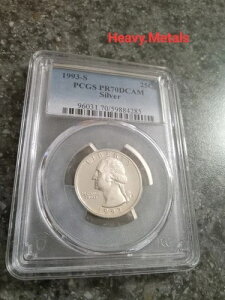 1993-S ���V���g�� �V���o�[ �v���[�t �N�H�[�^�[ PR70 PCGS �ቿ�i!!