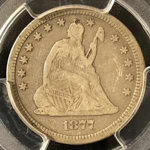 1877�N 25�Z���g ���Ȏ��R�̏��_�� �N�H�[�^�[�R�C�� PCGS F �ڍ� 26927080