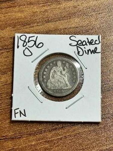 1856�N O ���R�̏��_���� �V���o�[�_�C�� FN�t�@�C���{�^�[���t U.S. 10C �R�C�� (Raw18093)-