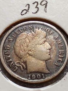 1901 Barber 10C Dime-Nicely Toneed-122yr �Â��R�C�� XF-