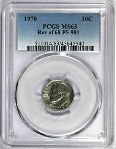 1970�N PCGS MS63 Rev of 68 FS-901 ���[�Y�x���g�_�C�� ���i�K�C�h $95
