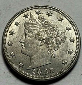 1883�N No Cents Liberty V Nickel-�����ʃI���W�i���\��?? -
