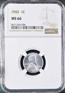 1943�N 1C �����J�[���E�E�B�[�g 1�Z���g NGC MS66 8671269-006