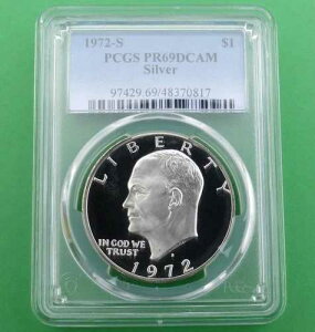 1972 S PCGS PR 69 D-Cam �A�C�[���n���[ �V���o�[�h���R�C���A�A�|��11���L�� Rev