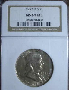 �u�����A���g 1957-D MS64FBL �V���o�[ �t�����N���� - NGC