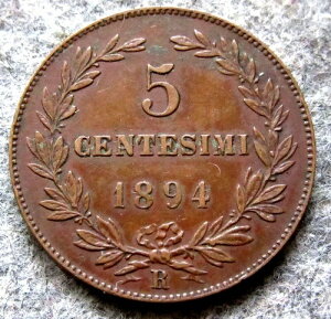 �T���}���m 1894 R 5 CENTESIMI�A���� �Ǖi �͂��A�������܂Ƃߔ����ł��܂�
