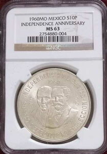 1960�N ���L�V�R .900 �V���o�[ 10�y�\ �v���̉p�Y; ��� NGC MS-63 ���f�B�A���g