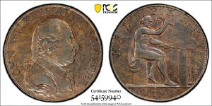 1790�N �C�M���X �n�[�t�y�j�[ �^�J 1/2D �E�H���b�N�V���[ �E�B���L���\�� �o���J�� PCGS AU55BN