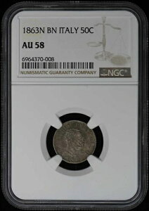 1863N BN �C�^���A 50C 50 Centesimi NGC AU58