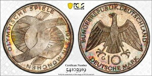 MS65 1972�N�h�C�c�I�����s�b�N���10�}�[�N�APCGS Trueview�A���������C���{�[�g�[��