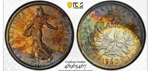 1960�N PCGS MS65�B(5) �t�����B�t�����X�B�f���炵���g�i�[�B#116�B