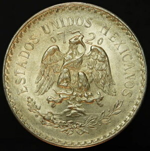 1944 ���L�V�R M Un peso Estados Unidos Mexicanos ��񎟐��E��� 72% �V���o�[ ���E���h �R�C�� C4492