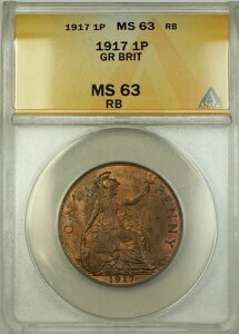 1917�N �C�M���X 1�y���X 1�y�j�[���� ANACS MS-63 RB �Ԓ��F